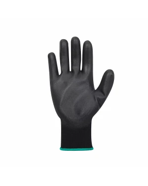 Black protective glove with teal cuff