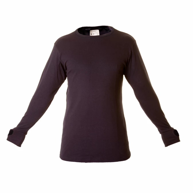 Black long sleeve t-shirt isolated on white background.