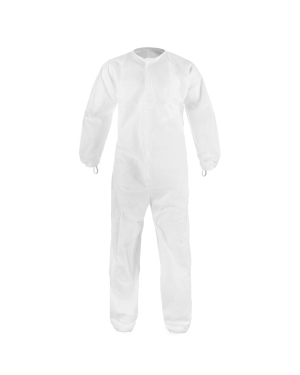 Traje overol protección desechable blanco.
