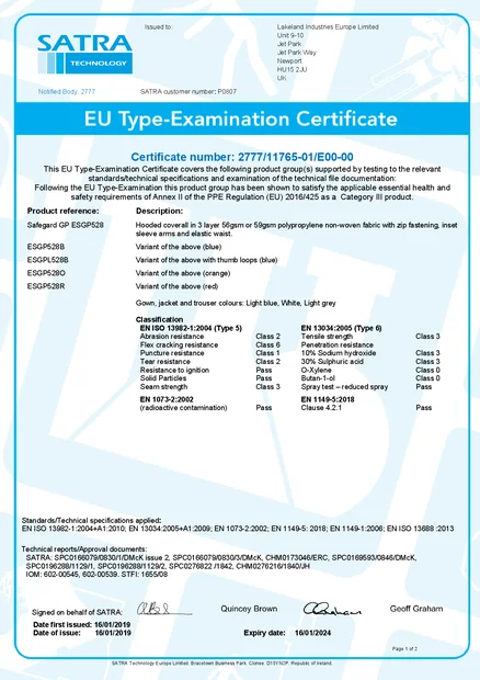 (en)(Europe)SafeGard GP EU Type-Examination Certified