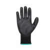 Black protective glove with teal cuff