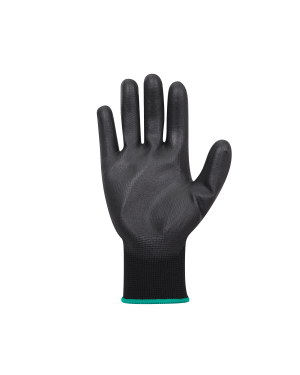 Black protective glove with teal cuff