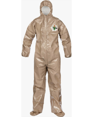 ChemMax® 4 Plus Tan Coverall - Atemschutzmaske mit Kapuze/Stiefel/Stiefelklappen