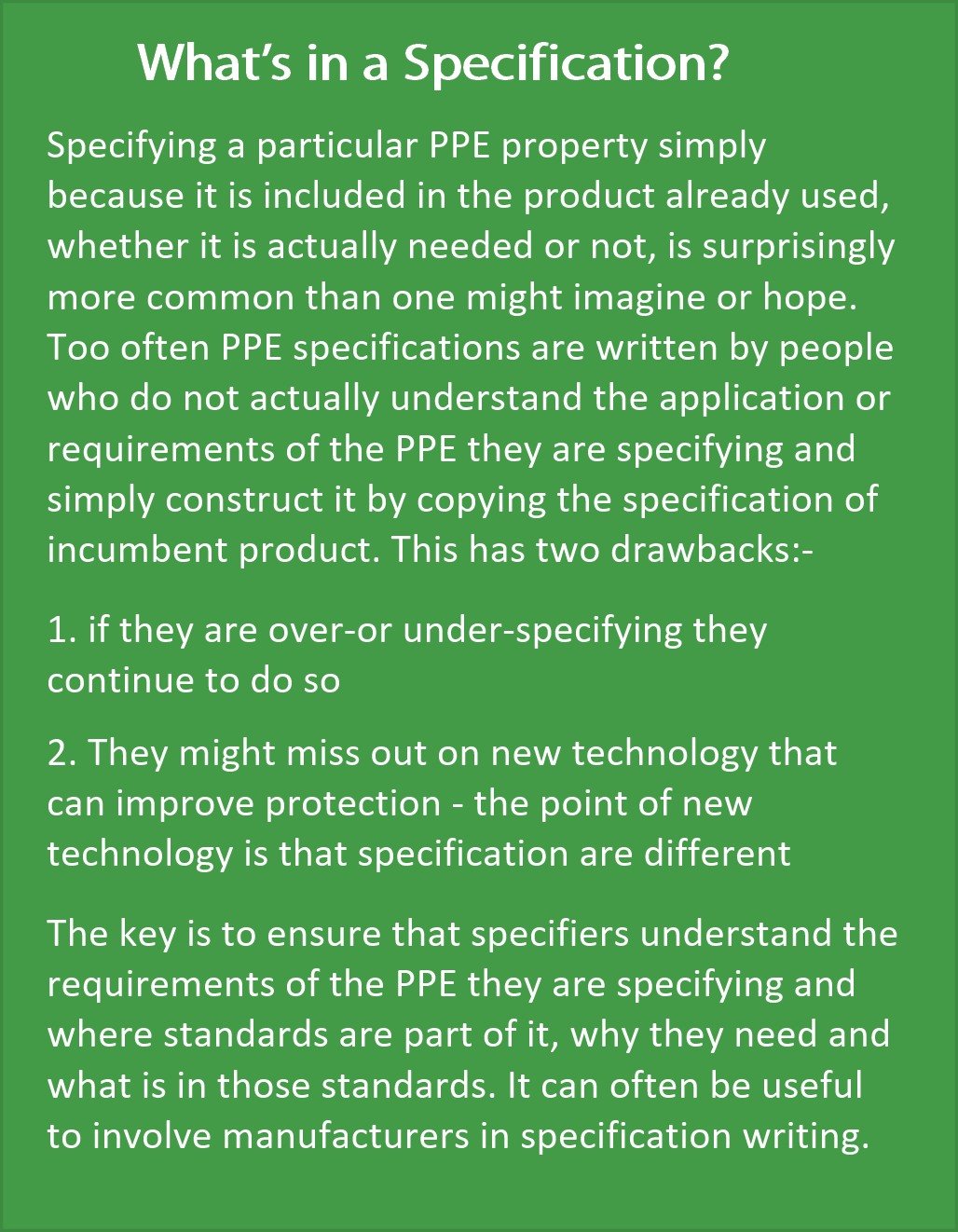 call out - whats in a specification