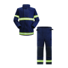 Blue safety uniform with reflective stripes