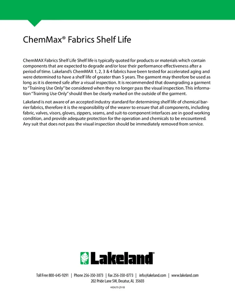 (en)(North America)ChemMax Fabrics Shelf Life