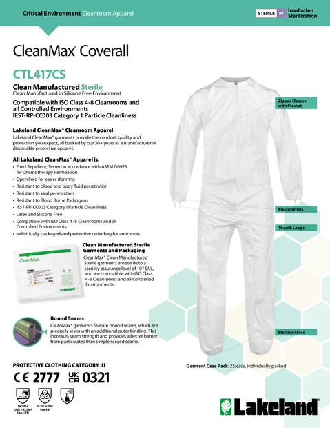 (en)(Amérique du Nord)CleanMax Combinaison CTL417CS