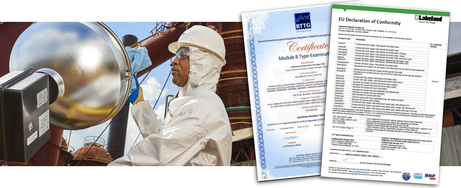 Disposable coverall MicroMax NS with CE certificate and Declaration of Conformity