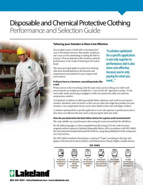 (en)(North America)Disposable and Chemical Protective Clothing Performance and Selection Guide