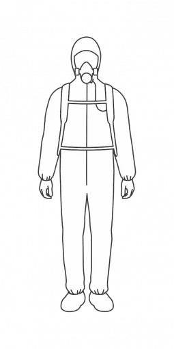 Figure illustration of a OSHA Level B, EN Category III, Type 3/4 garment configuration