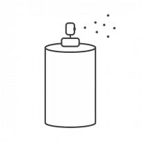 Icon illustration of an airborne substance being sprayed from an aerosol can