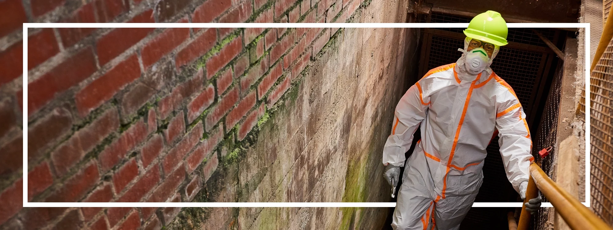 Worker emerging from an industrial cellar dons Lakeland's MicroMax coveralls