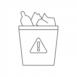 Illustration of mixed types of waste material piled up in a trash can