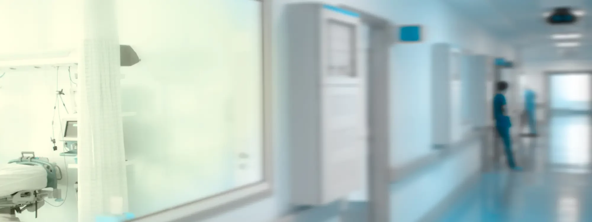 Blurred motion image of hospital hallway