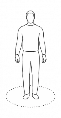 Illustration of an individual practicing proper distancing measures