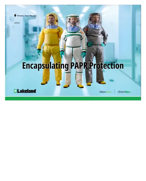 Tres profesionales con trajes protectores PAPR.