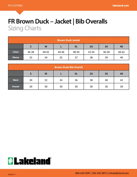 fr brownduck jacket bibs sizing 1