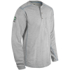 Gray long-sleeve henley shirt with chest pocket