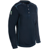 Navy blue long-sleeve henley shirt with pocket