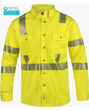 High Performance Flame Resistant Knit High Visibility Button-Up Shirt