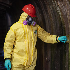 身着战斗服 的工人战斗服 地下隧道