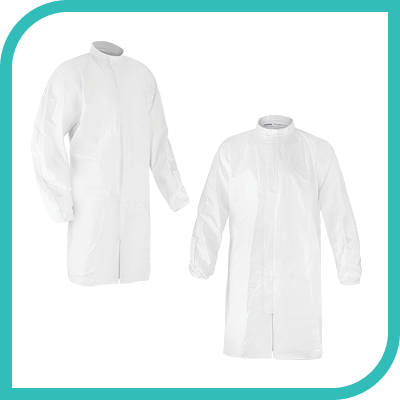 Two white lab coats with long sleeves