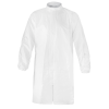 White disposable lab coat on black background.