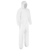 White protective coverall with hood