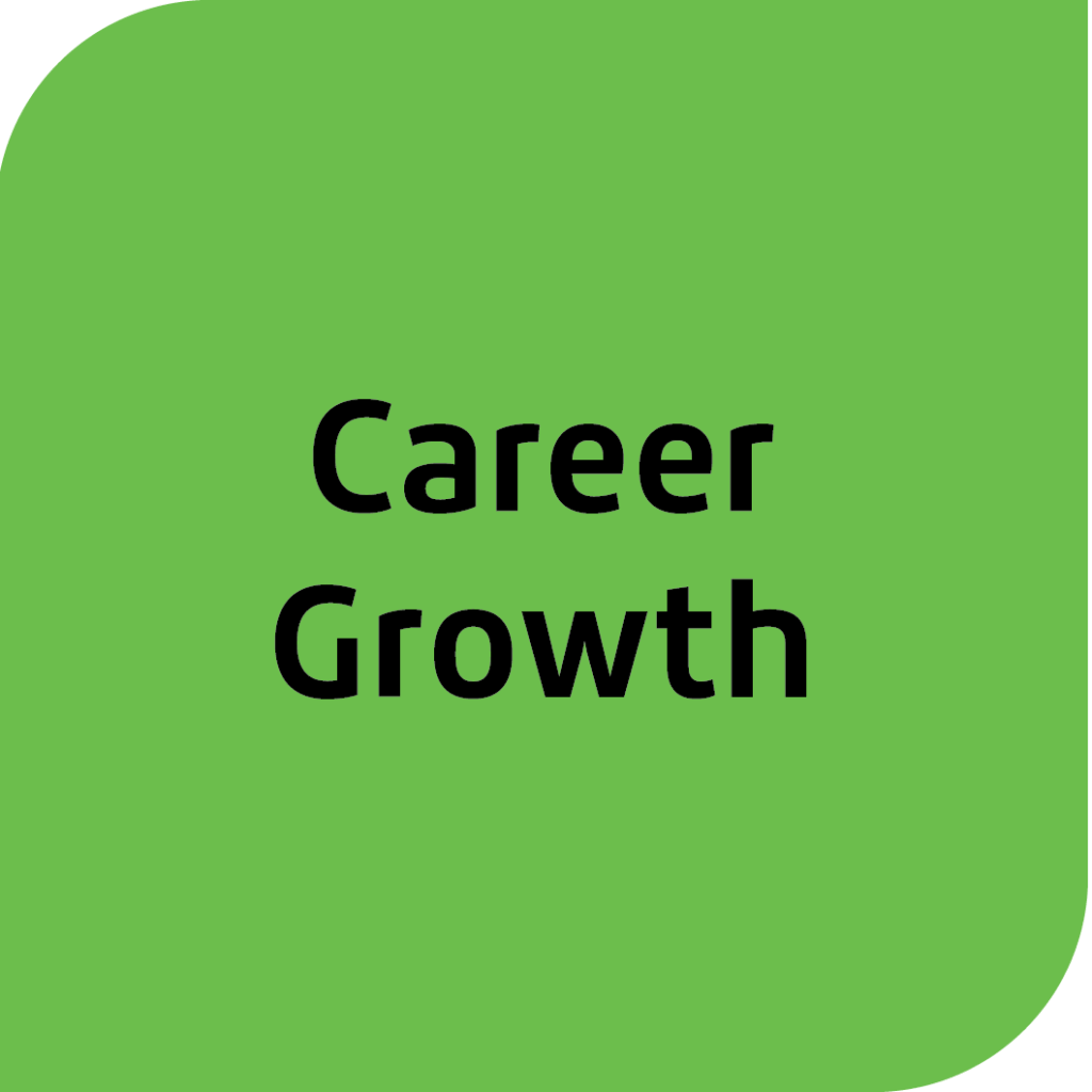 Green background with text Career Growth
