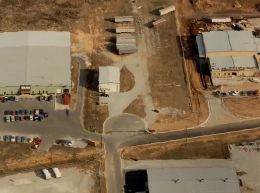 An aerial view of Lakeland Industries Shipping and Manufacturing facility in Decatur, AL.