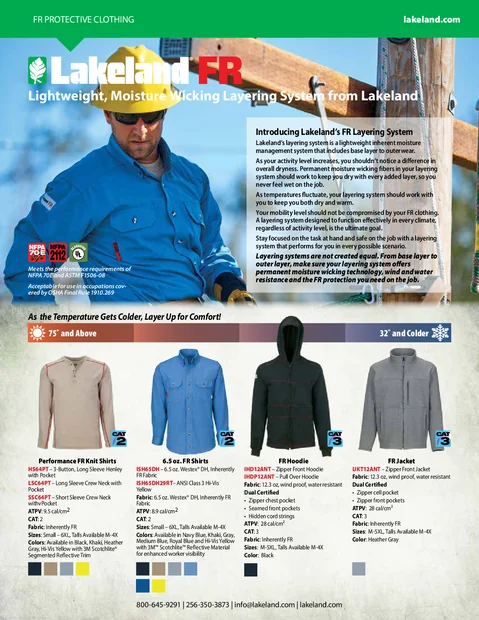 (en)(Amérique du Nord)Lakeland FR Lightweight, Moisture Wicking Layering System from Lakeland