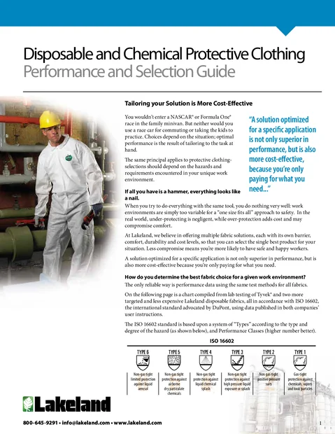 (en)(Canada)Disposable and Chemical Protective Clothing Performance and Selection Guide