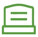 Green tombstone icon with horizontal lines
