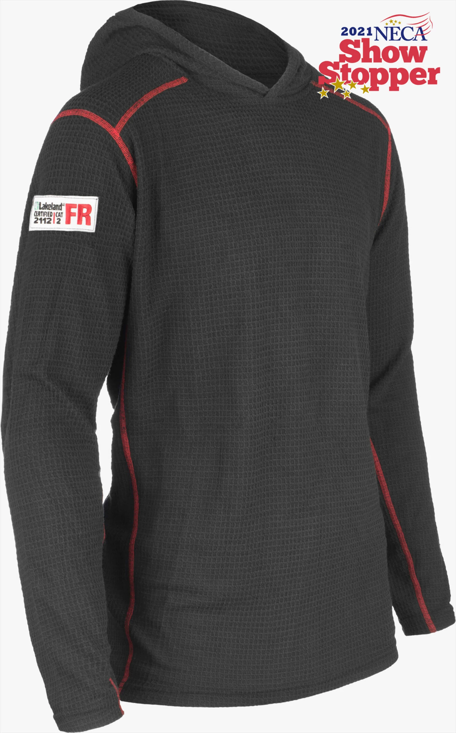 High Performance FR Waffle Cut Hoodie - Black and Hi-Vis