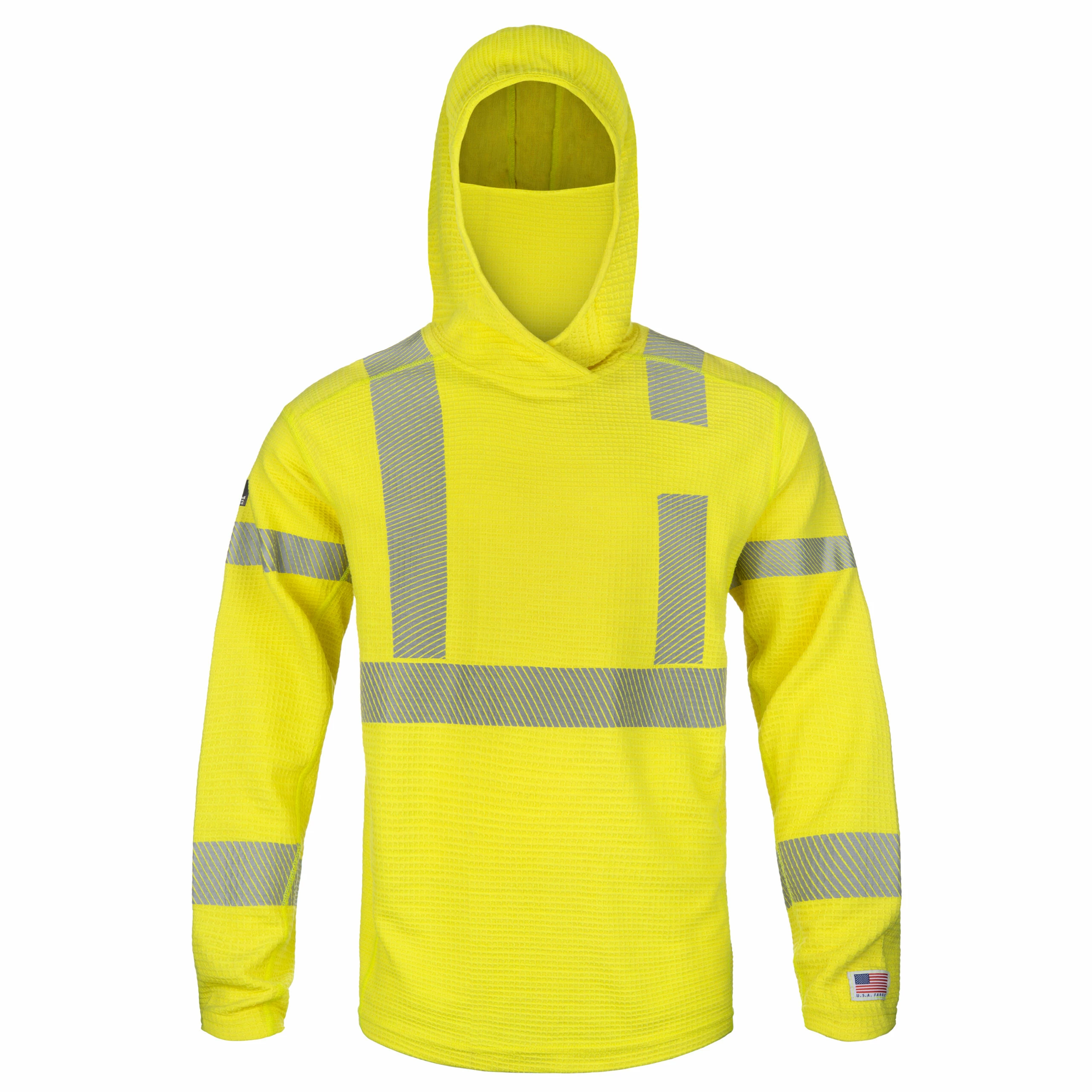 High Performance FR Waffle Cut Hoodie - Black and Hi-Vis