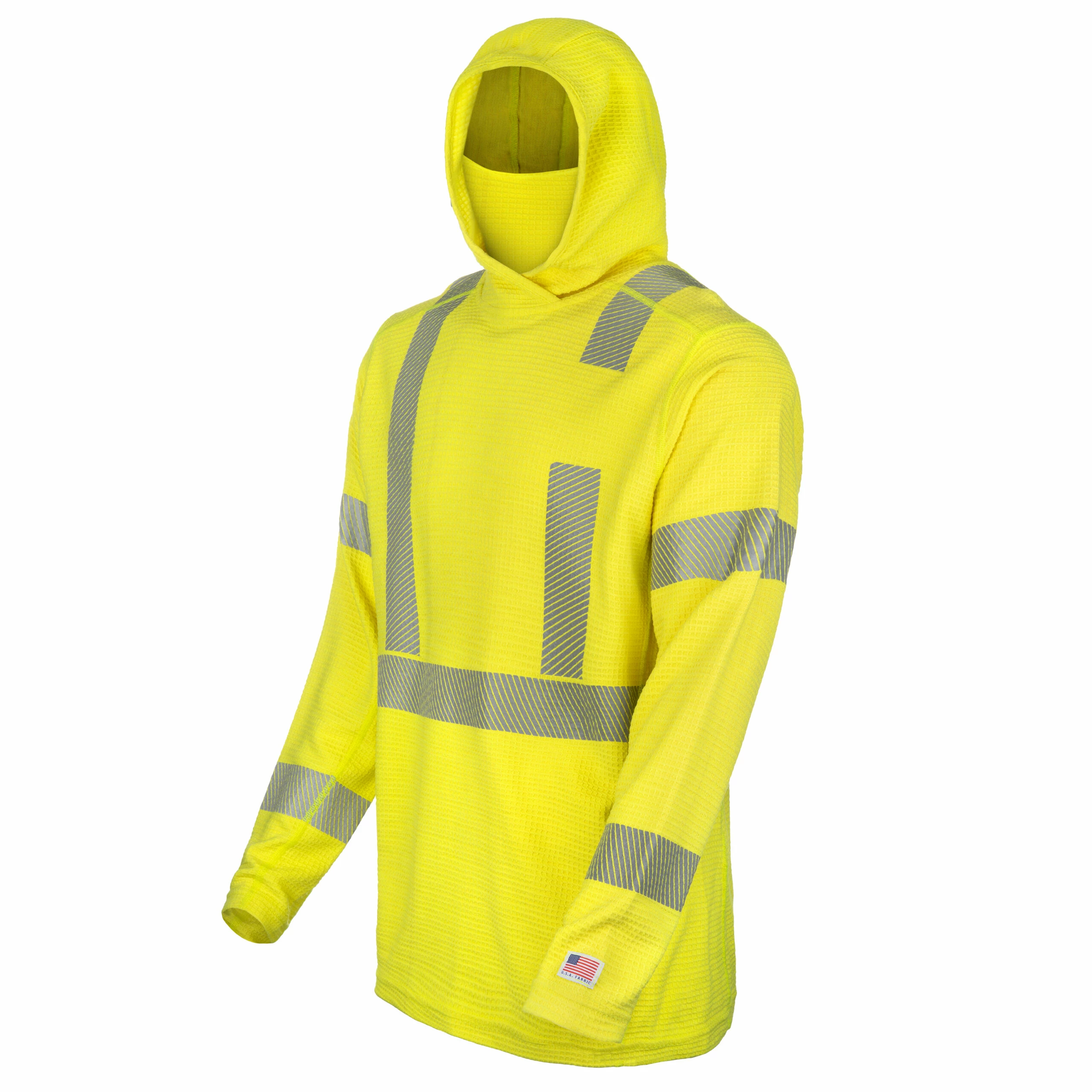 High Performance FR Waffle Cut Hoodie - Black and Hi-Vis