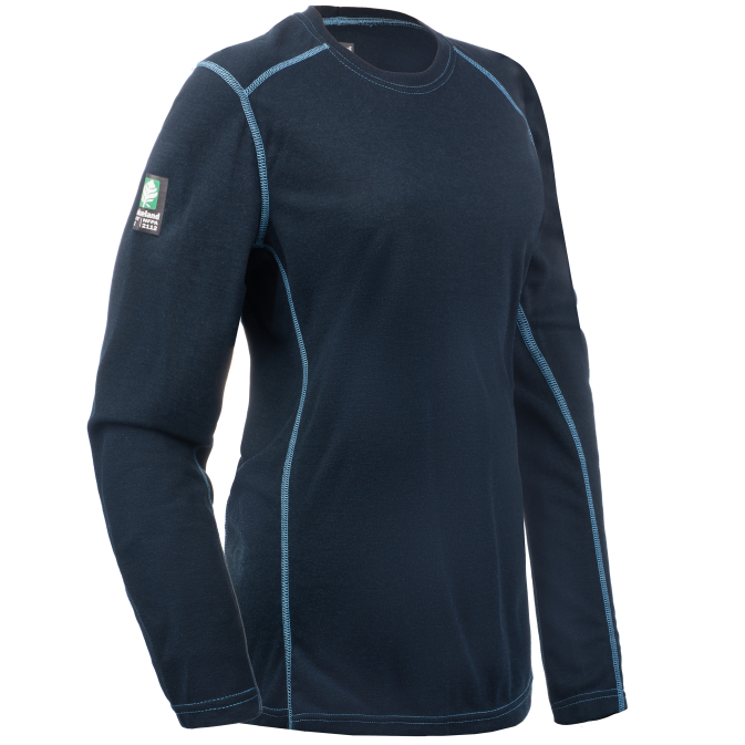 Navy blue thermal long-sleeve shirt with logo.