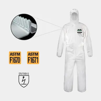 MicroMax standing next to labels - ASTMF1670, ASTM F1671