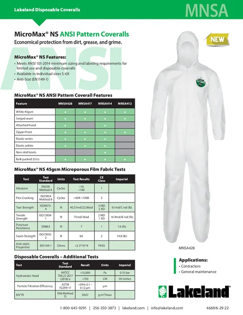 (en)(United States)MicroMax NS ANSI Pattern Coveralls