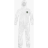 White protective hazmat suit with hood.