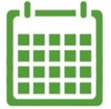 Green calendar icon with grid squares