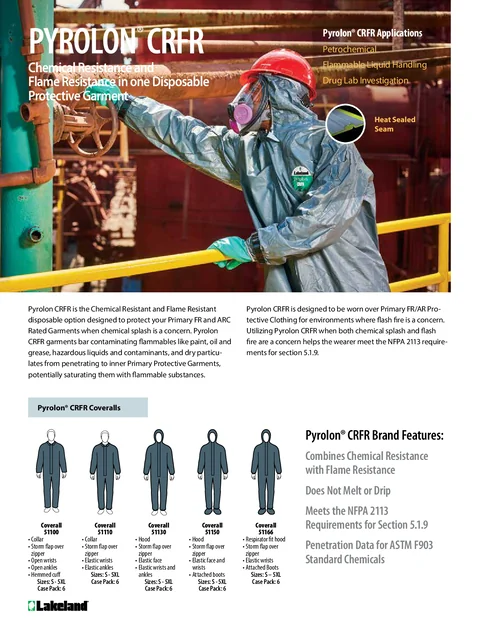 (en)(Canadá)Pyrolon CRFR Resistencia química y resistencia a las llamas en una prenda de protección desechable