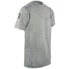 Gray t-shirt with front pocket and logo patch.