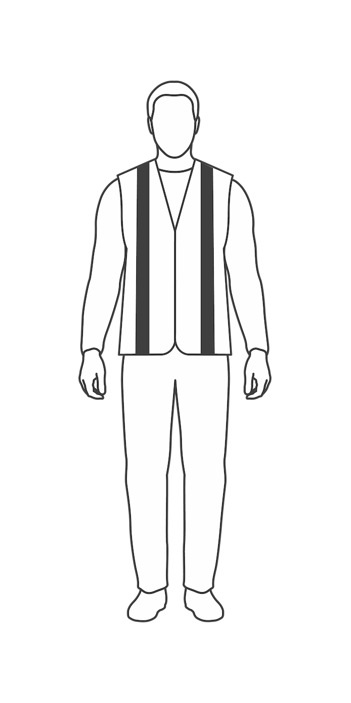 Figure illustration of a Performance Class 1 high-visibility garment configuration