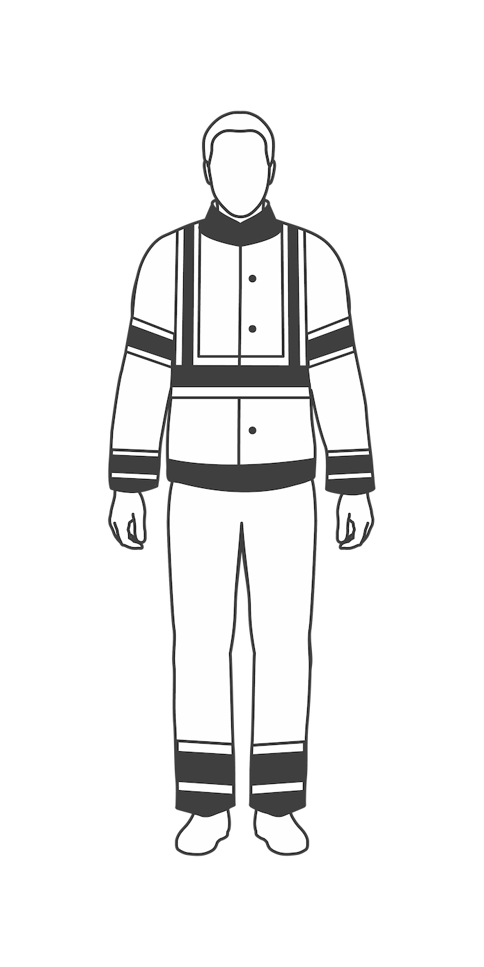 Figure illustration of a Supplemental Class E high-visibility garment configuration