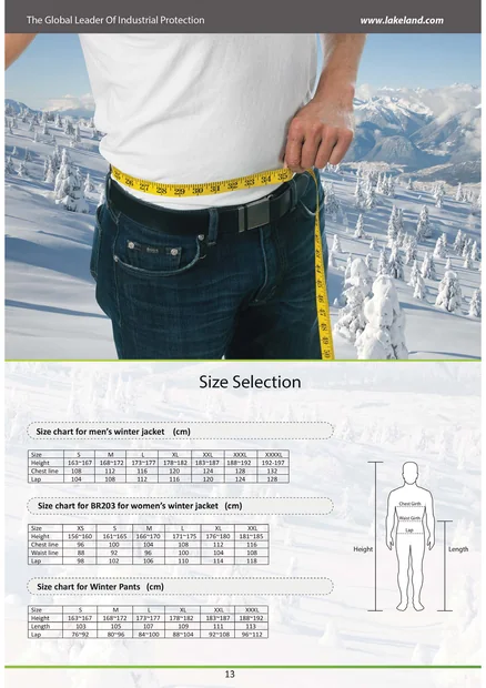 (en)(Asia Pacific)Sizing Chart of Winter Protective Garments (Asia Pacific)