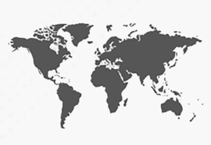 World map in grayscale silhouette